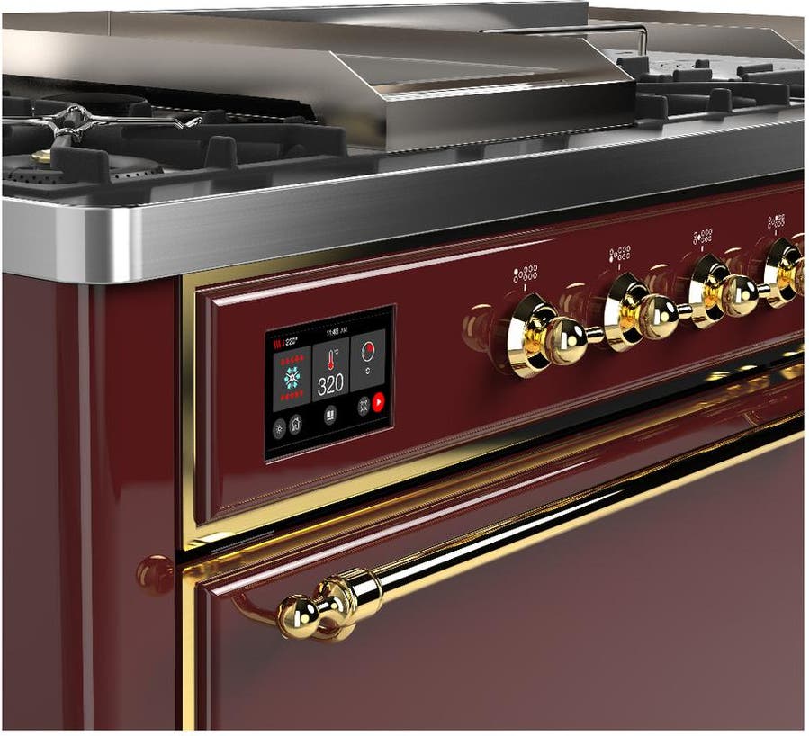 Ilve UM60FSQNR3BUG Burgundy With Brass Trim, Natural Gas