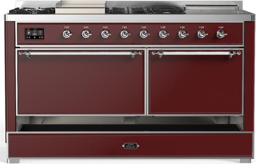 Ilve UM60FSQNR3BUC Burgundy With Chrome Trim, Natural Gas