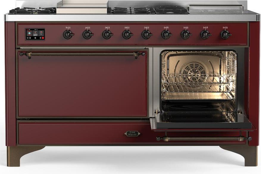 Ilve UM60FSQNR3BUBLP Burgundy With Burnished Trim, Liquid Propane