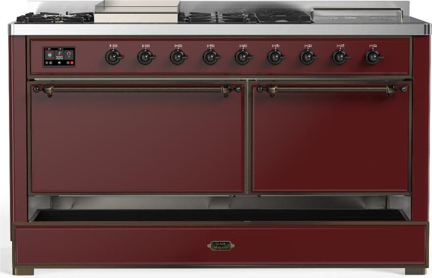 Ilve UM60FSQNR3BUBLP Burgundy With Burnished Trim, Liquid Propane