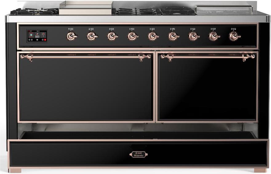 Ilve UM60FSQNR3BKPLP Glossy Black With Copper Trim, Liquid Propane