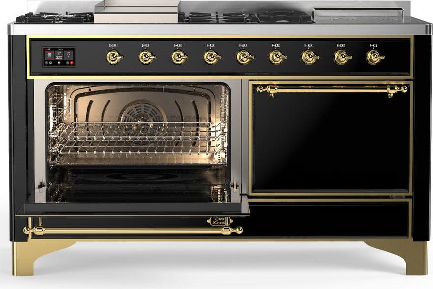 Ilve UM60FSQNR3BKG Glossy Black With Brass Trim, Natural Gas