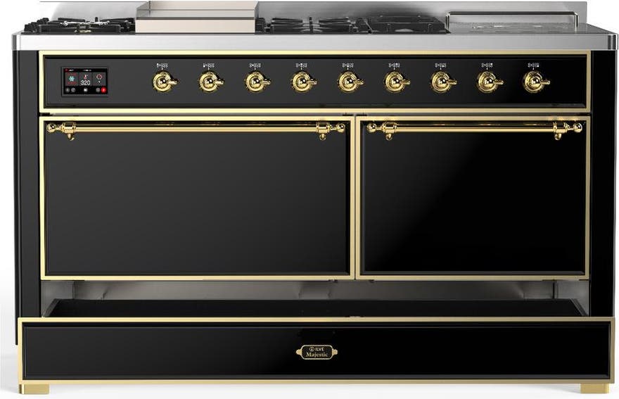 Ilve UM60FSQNR3BKG Glossy Black With Brass Trim, Natural Gas