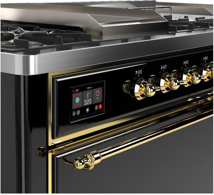 Ilve UM60FSQNR3BKG Glossy Black With Brass Trim, Natural Gas
