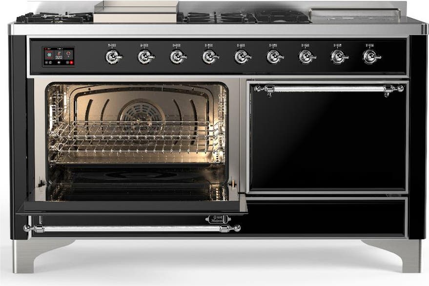 Ilve UM60FSQNR3BKC Glossy Black With Chrome Trim, Natural Gas