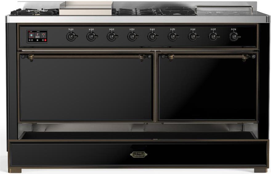 Ilve UM60FSQNR3BKB Glossy Black With Burnished Trim, Natural Gas