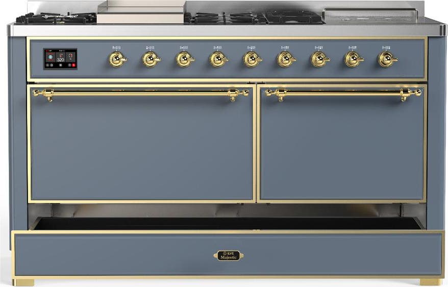 Ilve UM60FSQNR3BGG Blue Grey With Brass Trim, Natural Gas