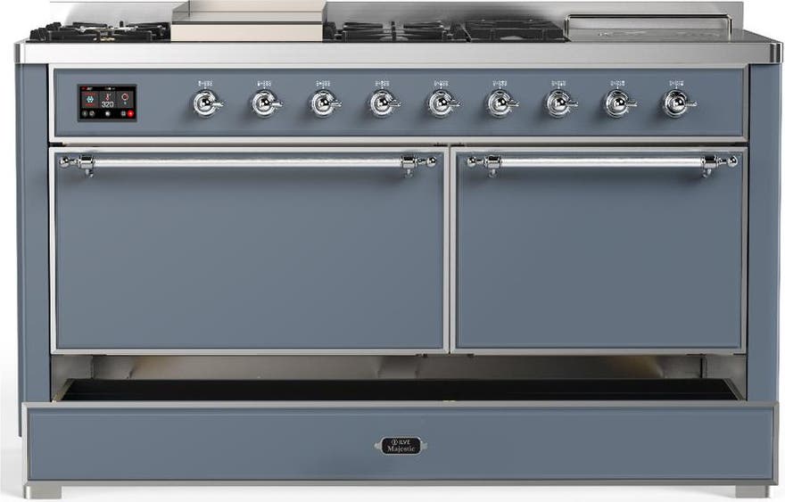 Ilve UM60FSQNR3BGC Blue Grey With Chrome Trim, Natural Gas