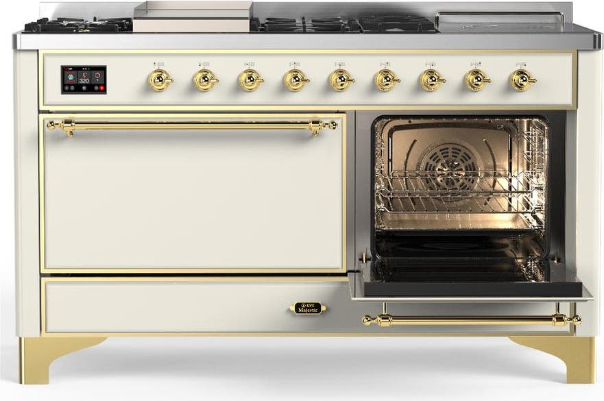Ilve UM60FSQNR3AWGLP Antique White With Brass Trim, Liquid Propane