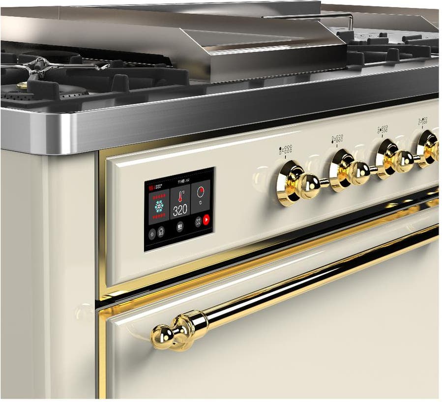 Ilve UM60FSQNR3AWGLP Antique White With Brass Trim, Liquid Propane