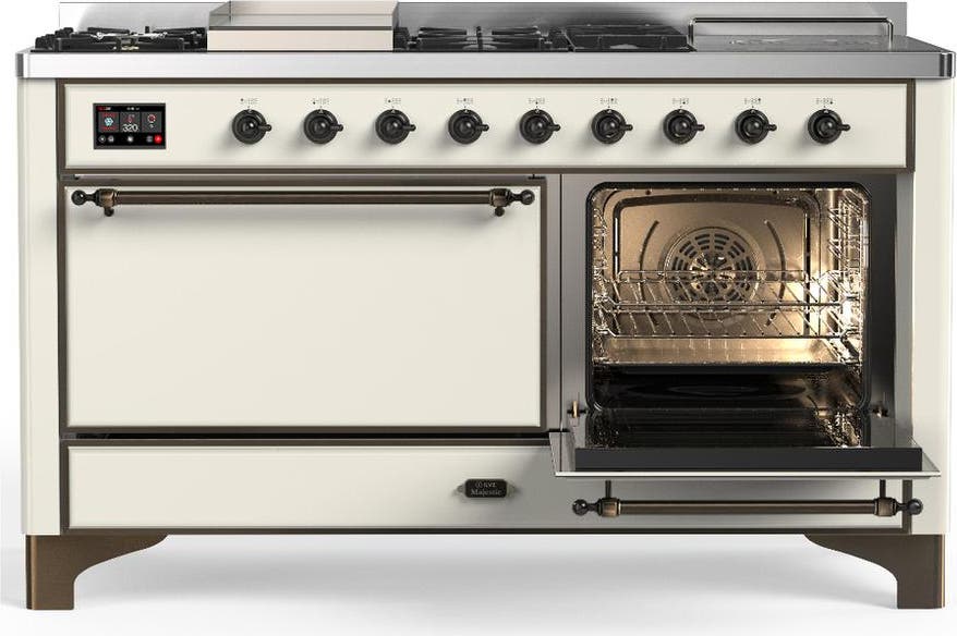 Ilve UM60FSQNR3AWBLP Antique White With Burnished Trim, Liquid Propane