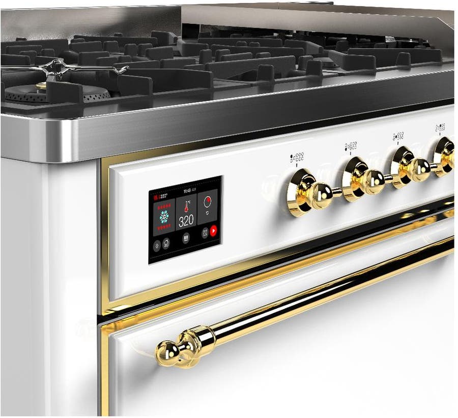 Ilve UM60FQNR3WHGLP White With Brass Trim, Liquid Propane