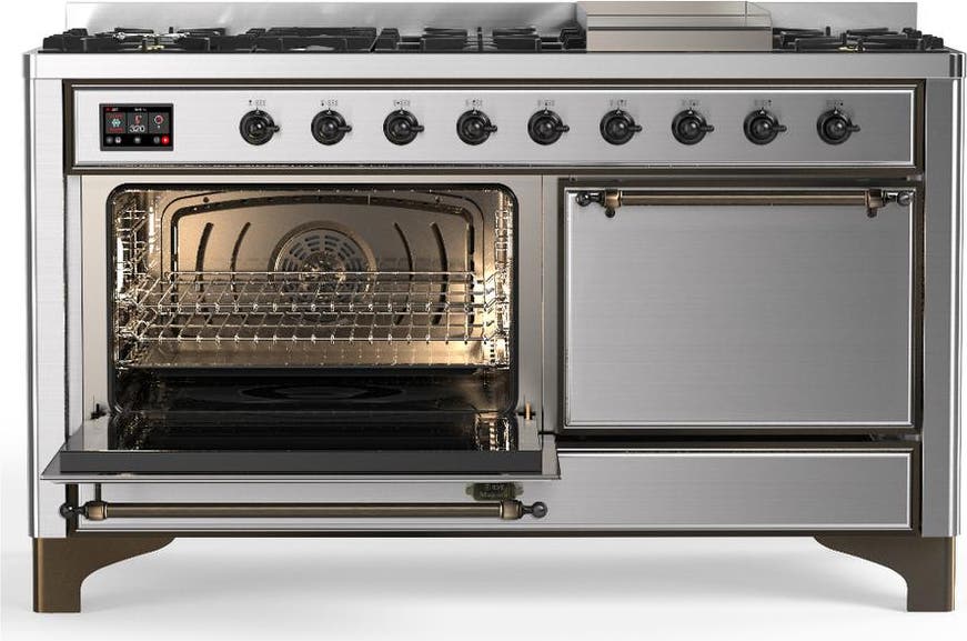 Ilve UM60FQNR3SSB Stainless Steel With Burnished Trim, Natural Gas