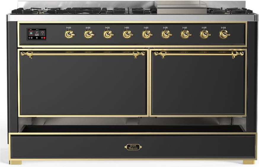 Ilve UM60FQNR3MGGLP Matte Graphite With Brass Trim, Liquid Propane
