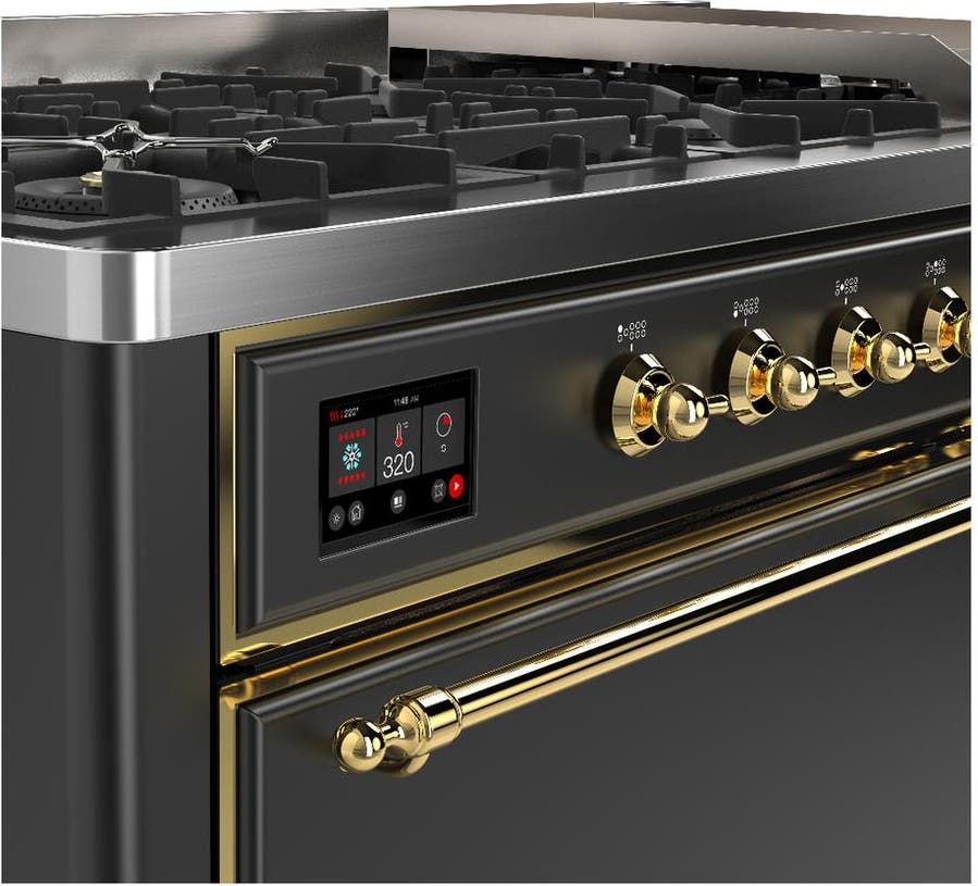 Ilve UM60FQNR3MGGLP Matte Graphite With Brass Trim, Liquid Propane