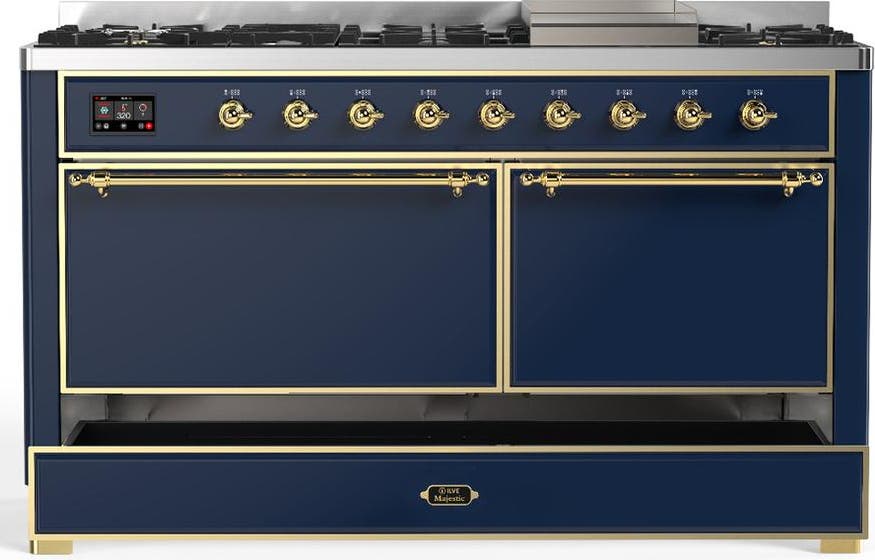 Ilve UM60FQNR3MBGLP Midnight Blue With Brass Trim, Liquid Propane