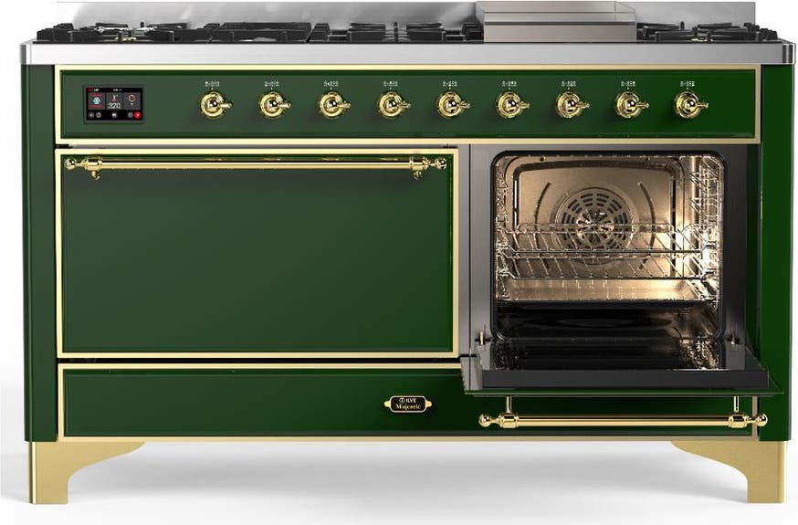 Ilve UM60FQNR3EGGLP Emerald Green With Brass Trim, Liquid Propane