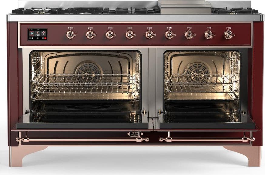 Ilve UM60FQNR3BUP Burgundy With Copper Trim, Natural Gas