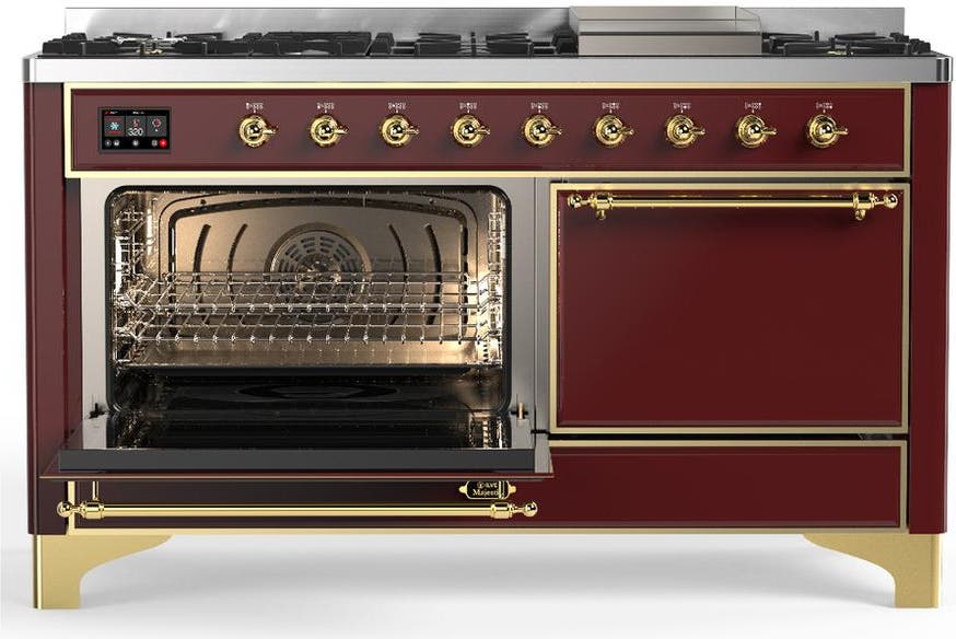 Ilve UM60FQNR3BUG Burgundy With Brass Trim, Natural Gas