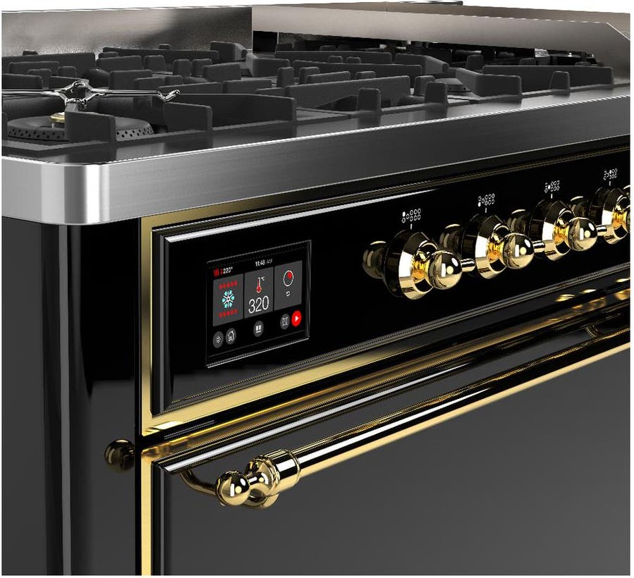 Ilve UM60FQNR3BKGLP Glossy Black With Brass Trim, Liquid Propane