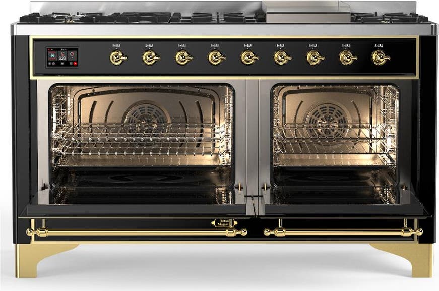 Ilve UM60FQNR3BKG Glossy Black With Brass Trim, Natural Gas