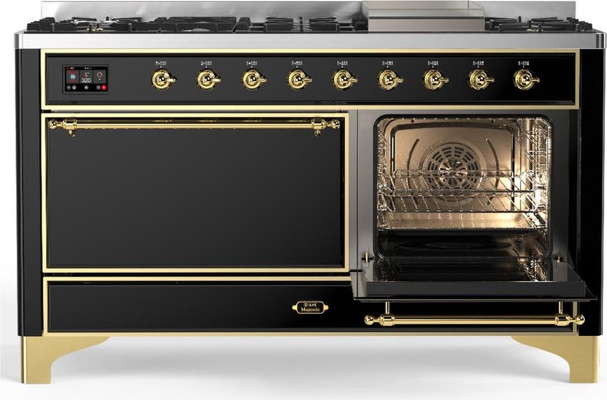 Ilve UM60FQNR3BKG Glossy Black With Brass Trim, Natural Gas