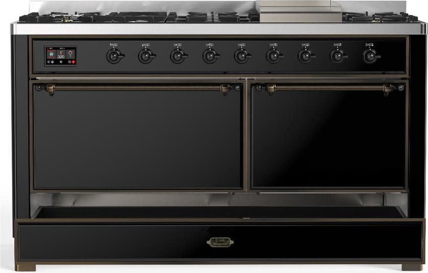 Ilve UM60FQNR3BKBLP Glossy Black With Burnished Trim, Liquid Propane