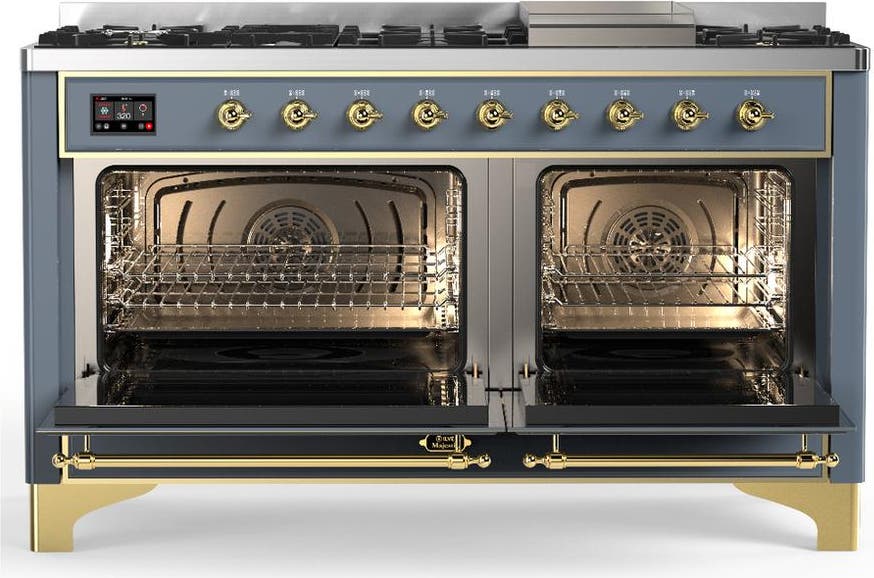Ilve UM60FQNR3BGGLP Blue Grey With Brass Trim, Liquid Propane