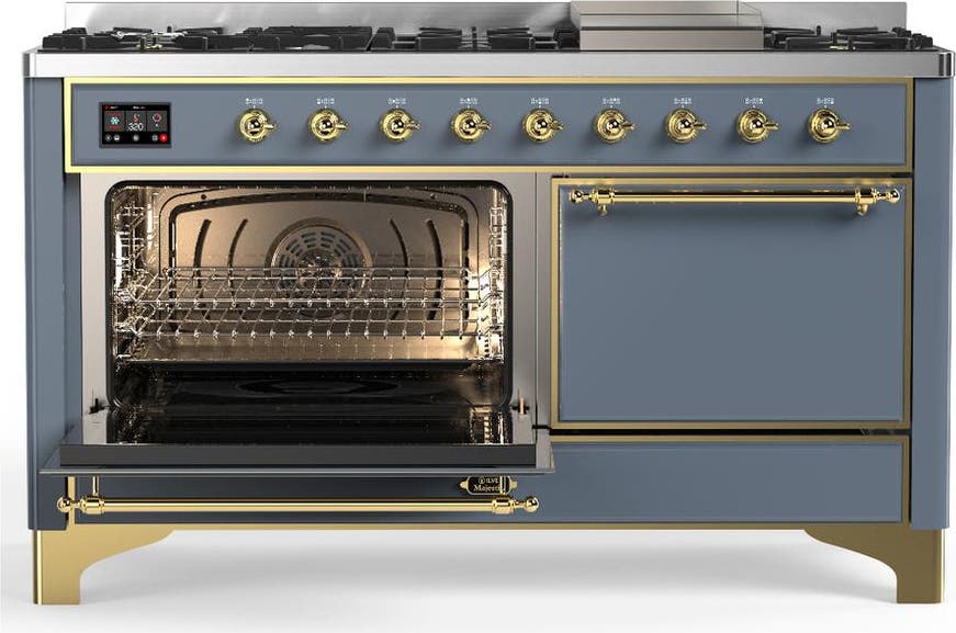 Ilve UM60FQNR3BGGLP Blue Grey With Brass Trim, Liquid Propane