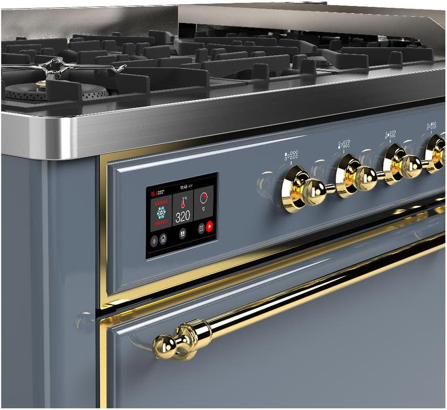 Ilve UM60FQNR3BGGLP Blue Grey With Brass Trim, Liquid Propane