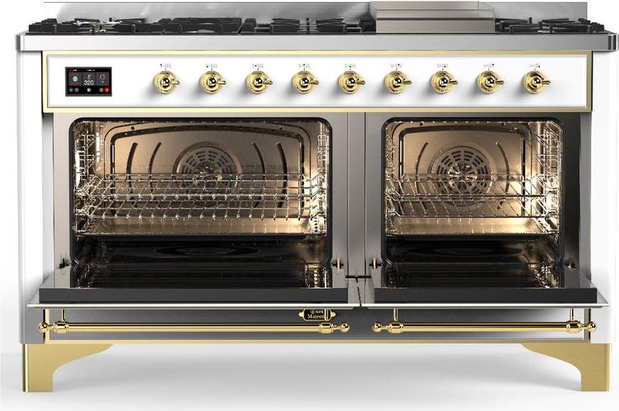Ilve UM60FNR3WHGLP White With Brass Trim, Liquid Propane