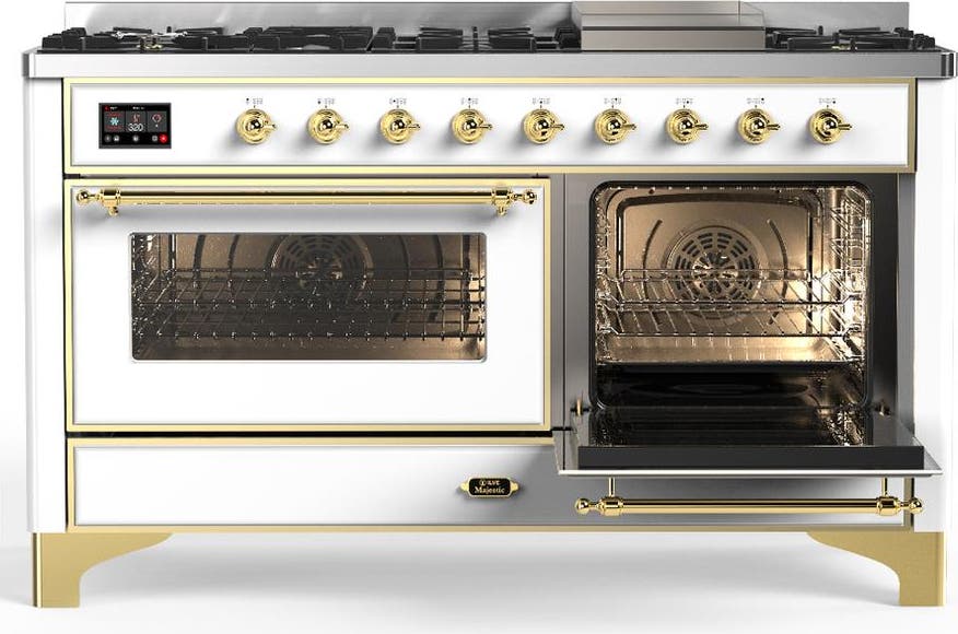 Ilve UM60FNR3WHGLP White With Brass Trim, Liquid Propane