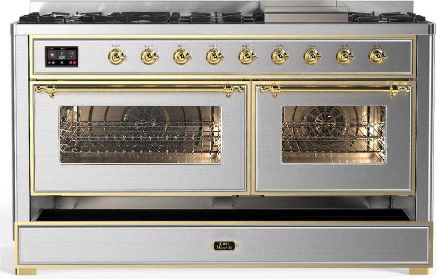 Ilve UM60FNR3SSG Stainless Steel With Brass Trim, Natural Gas