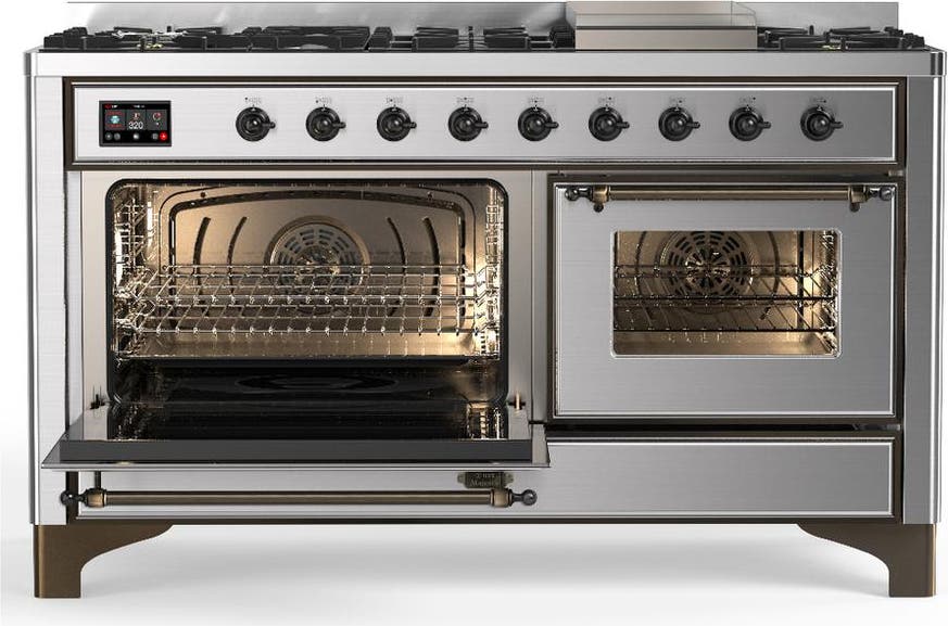 Ilve UM60FNR3SSB Stainless Steel With Burnished Trim, Natural Gas