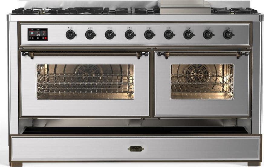 Ilve UM60FNR3SSB Stainless Steel With Burnished Trim, Natural Gas