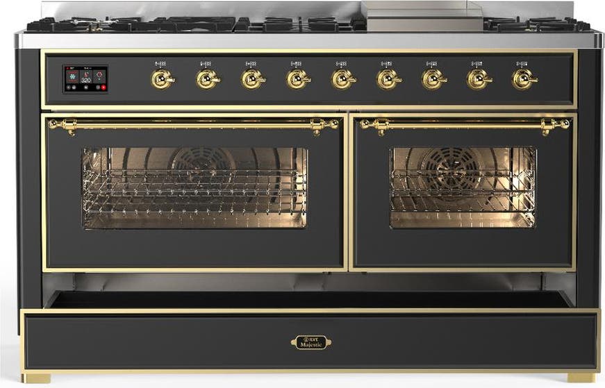 Ilve UM60FNR3MGGLP Matte Graphite With Brass Trim, Liquid Propane