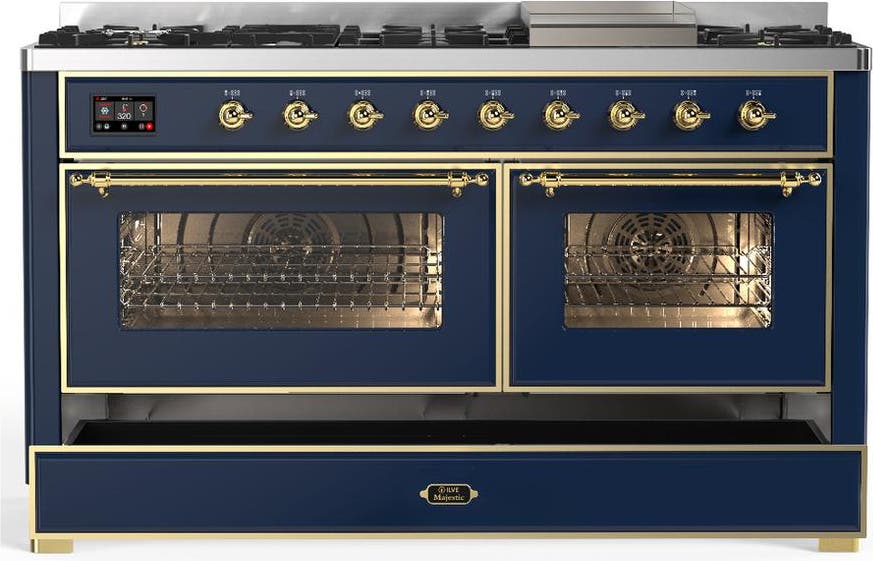 Ilve UM60FNR3MBG Midnight Blue With Brass Trim, Natural Gas