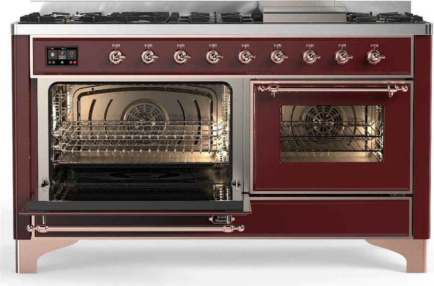 Ilve UM60FNR3BUPLP Burgundy With Copper Trim, Liquid Propane
