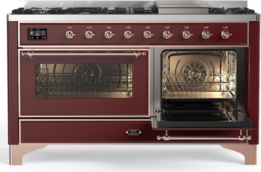 Ilve UM60FNR3BUPLP Burgundy With Copper Trim, Liquid Propane