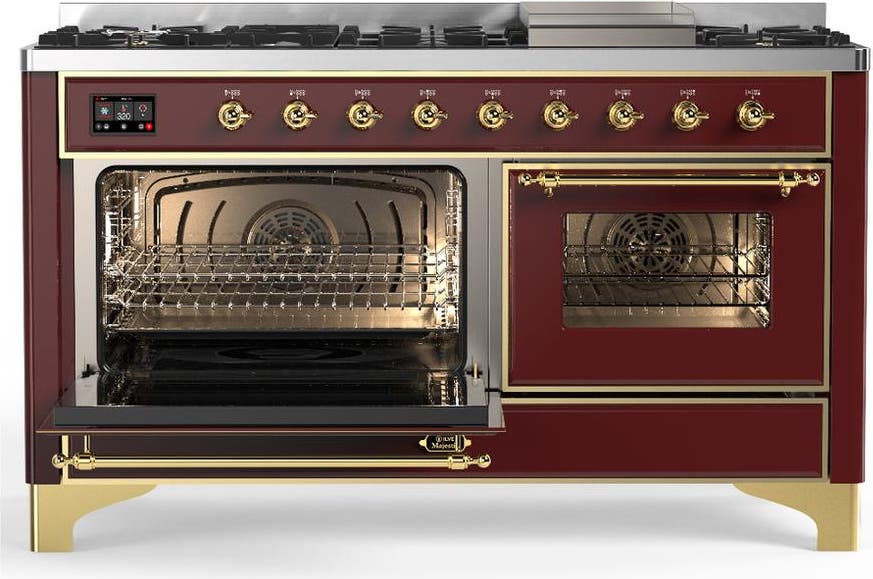 Ilve UM60FNR3BUGLP Burgundy With Brass Trim, Liquid Propane