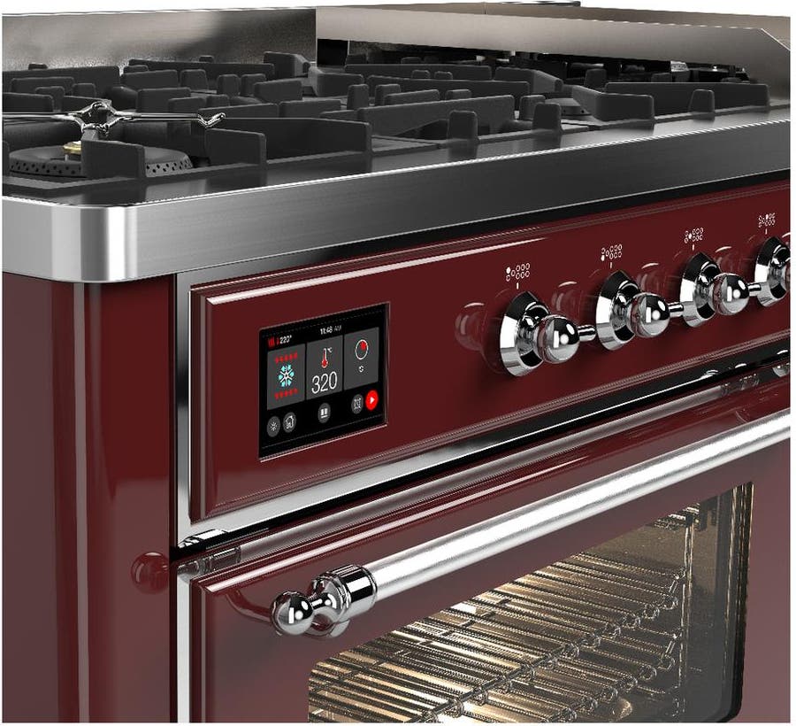 Ilve UM60FNR3BUCLP Burgundy With Chrome Trim, Liquid Propane