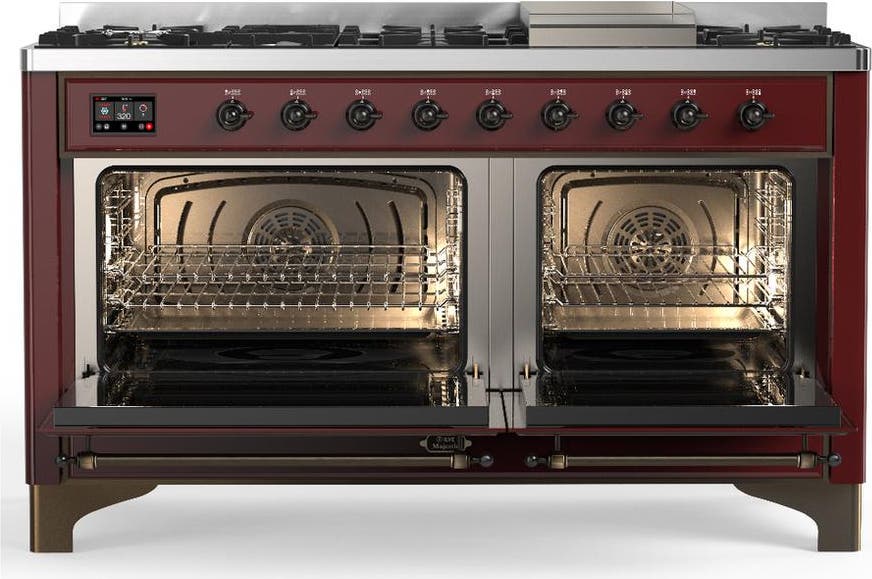 Ilve UM60FNR3BUBLP Burgundy With Burnished Trim, Liquid Propane