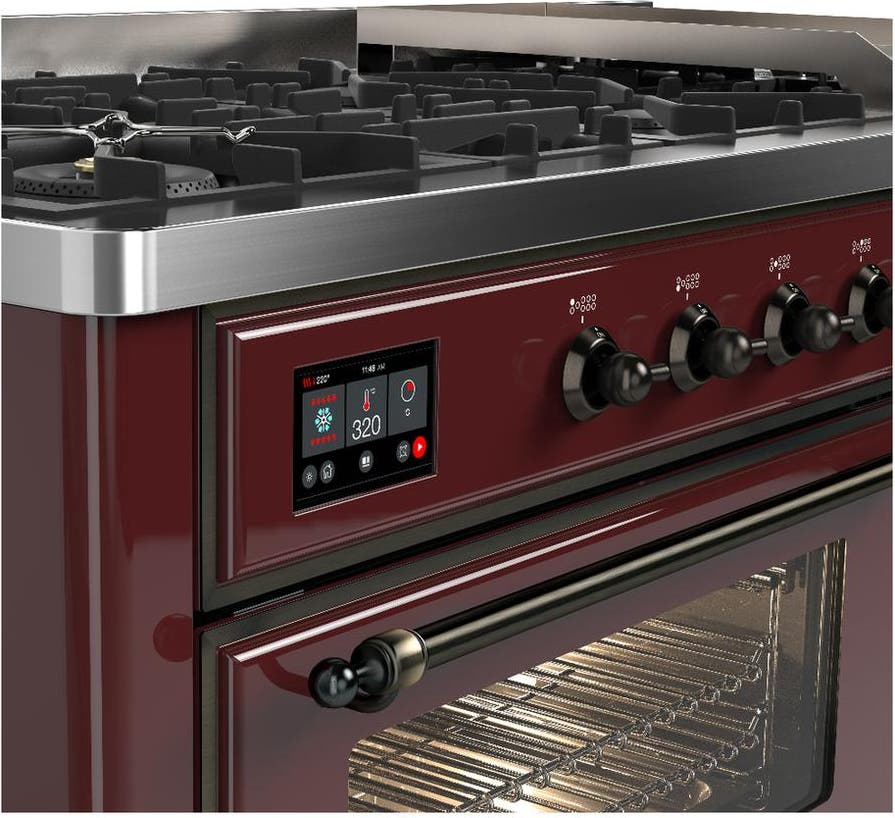 Ilve UM60FNR3BUBLP Burgundy With Burnished Trim, Liquid Propane