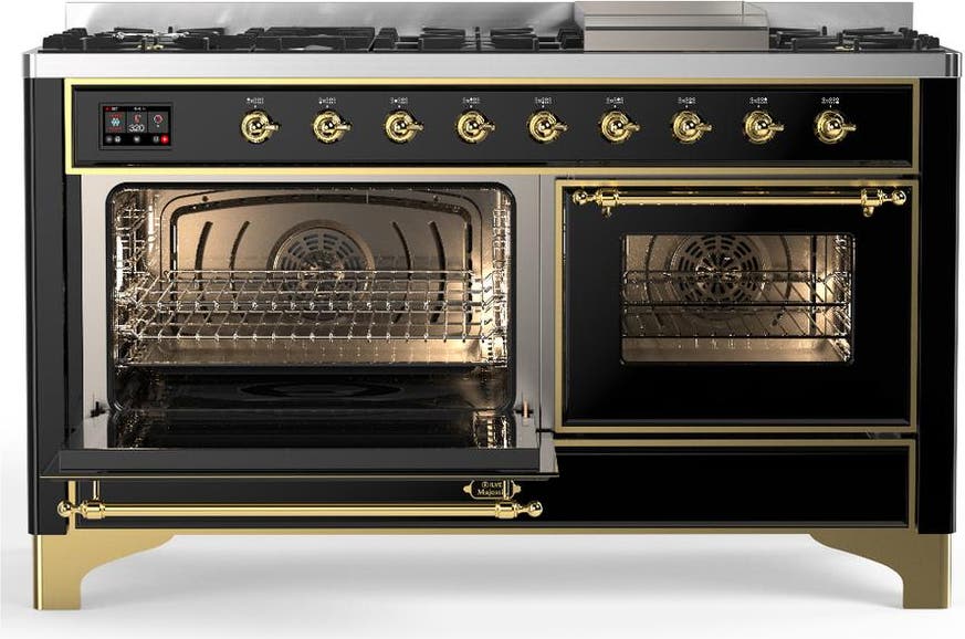 Ilve UM60FNR3BKGLP Glossy Black With Brass Trim, Liquid Propane