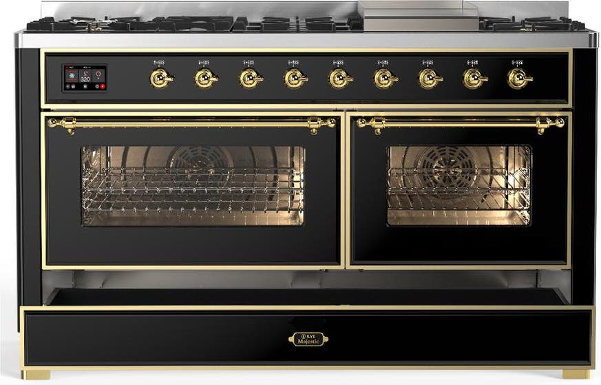 Ilve UM60FNR3BKGLP Glossy Black With Brass Trim, Liquid Propane