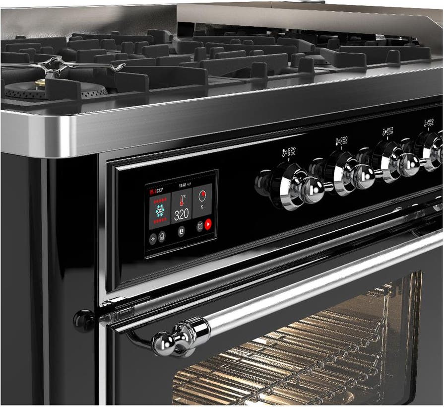 Ilve UM60FNR3BKC Glossy Black With Chrome Trim, Natural Gas