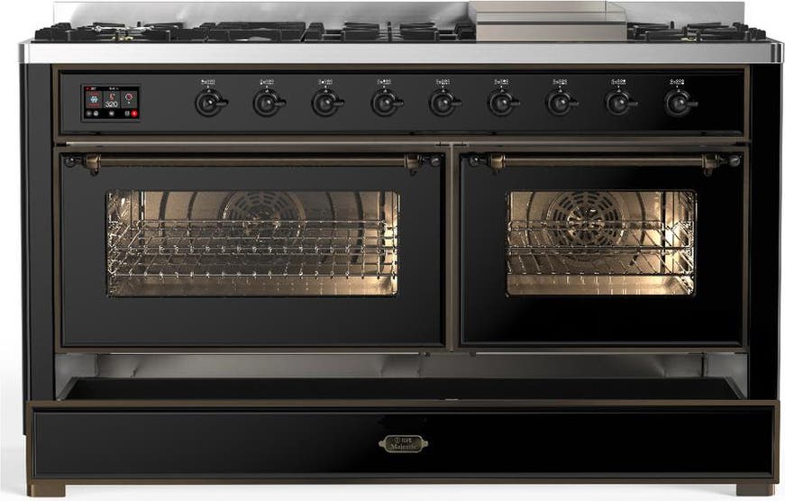 Ilve UM60FNR3BKBLP Glossy Black With Burnished Trim, Liquid Propane