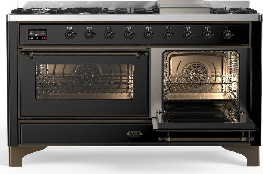 Ilve UM60FNR3BKB Glossy Black With Burnished Trim, Natural Gas