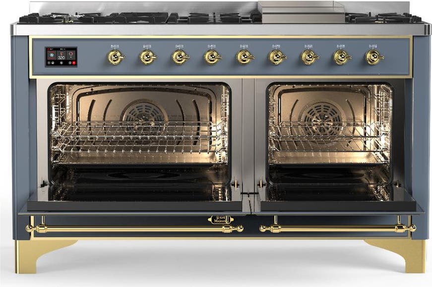 Ilve UM60FNR3BGGLP Blue Grey With Brass Trim, Liquid Propane