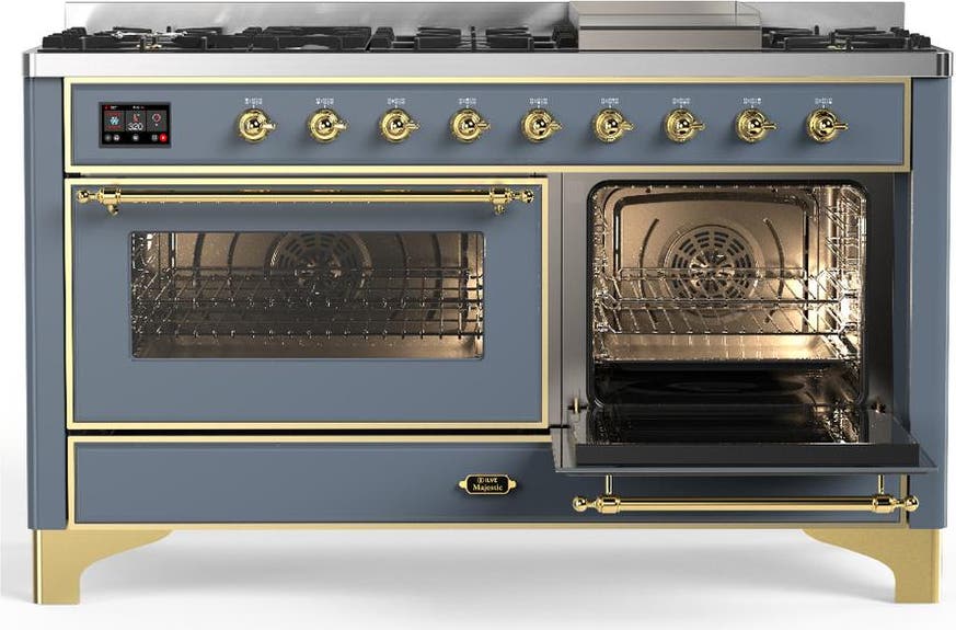 Ilve UM60FNR3BGGLP Blue Grey With Brass Trim, Liquid Propane